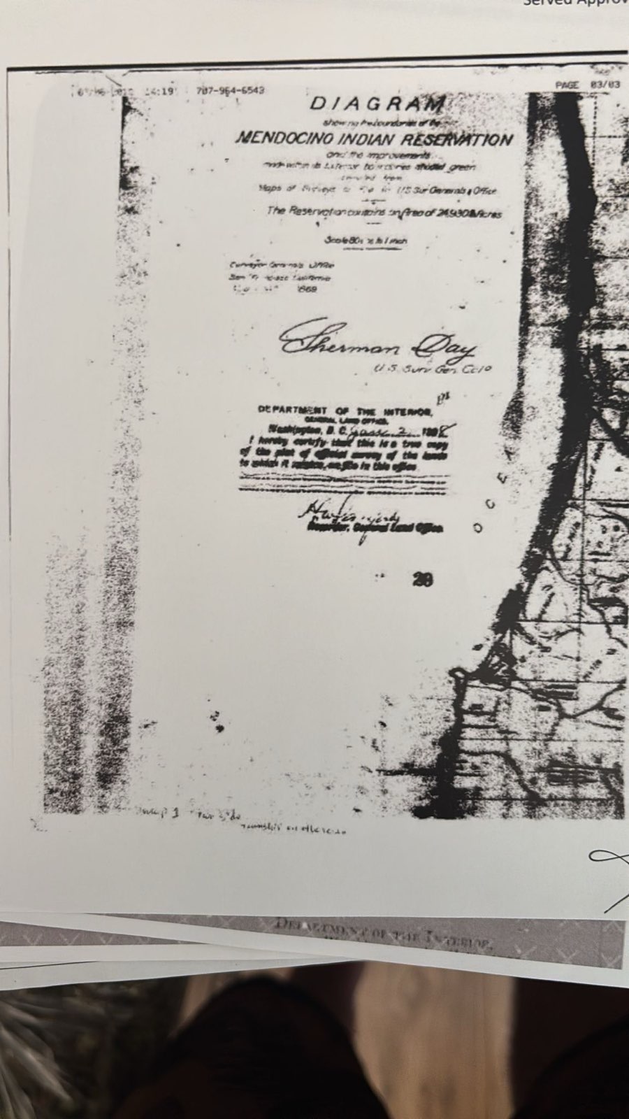 Signed Mendocino Stamped Reservation Map